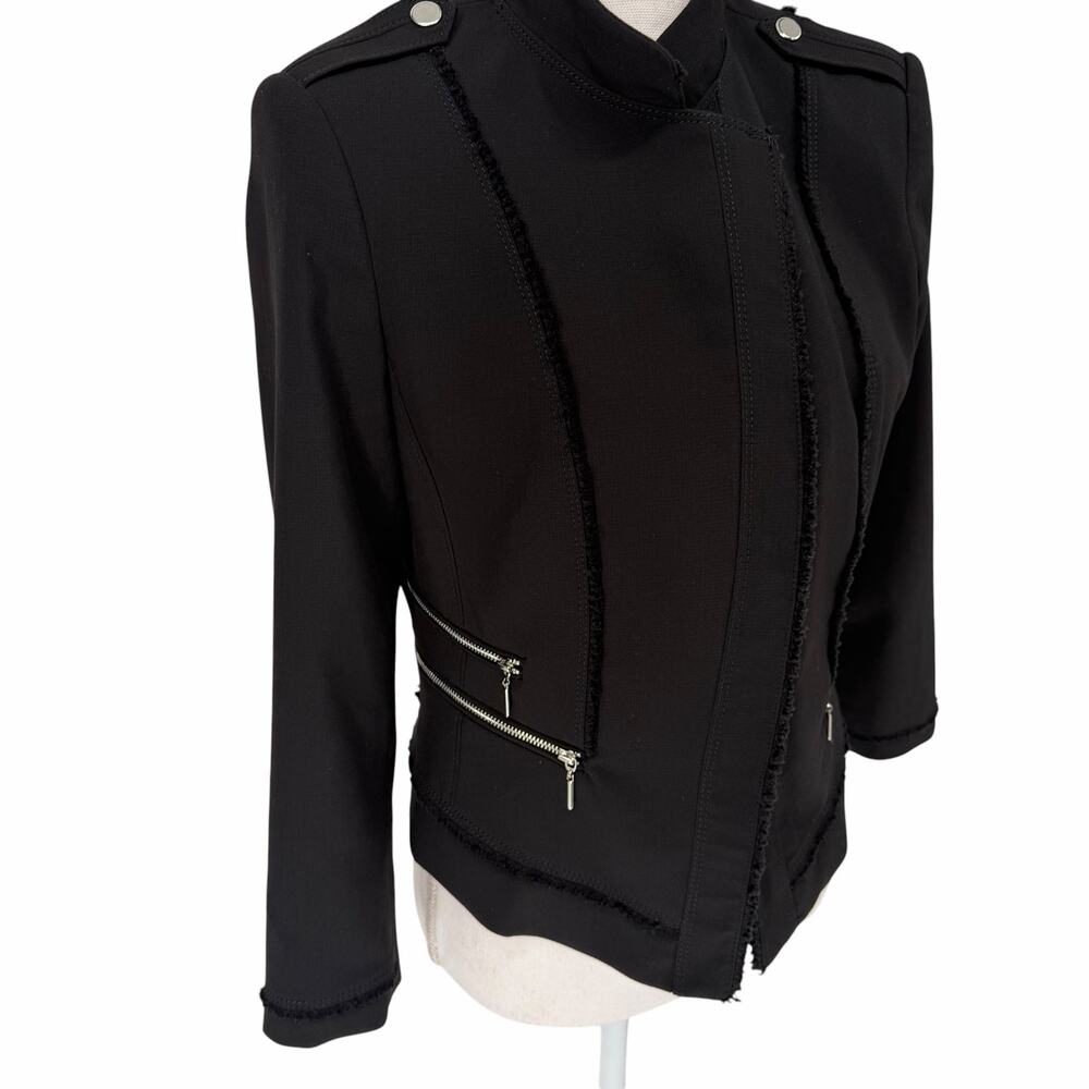 White House Black Market Asymmetrical Zip-Front Moto Jacket Sz 8 - Picture 4 of 9